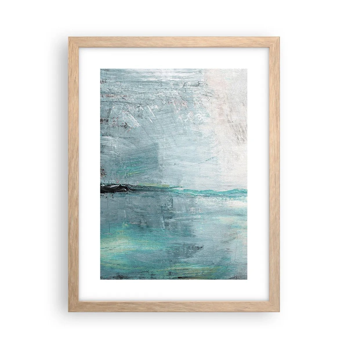 Poster in einem Rahmen aus heller Eiche - Horizontal in Blau - 30x40 cm