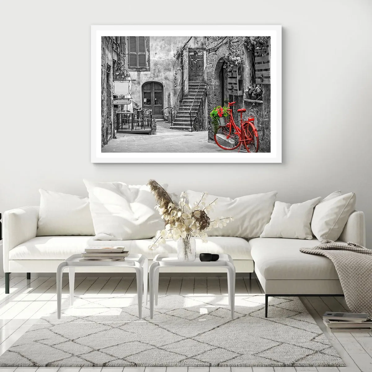 Poster in einem weißen Rahmen - Toskanische Gasse - 40x30 cm