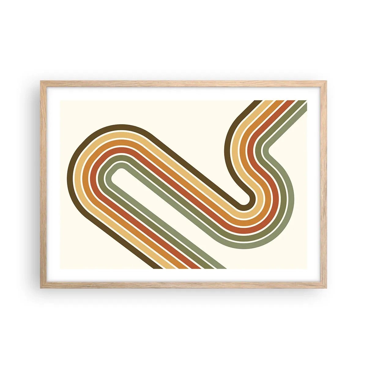 Poster in einem Rahmen aus heller Eiche - Zickzack zum Ziel - 70x50 cm