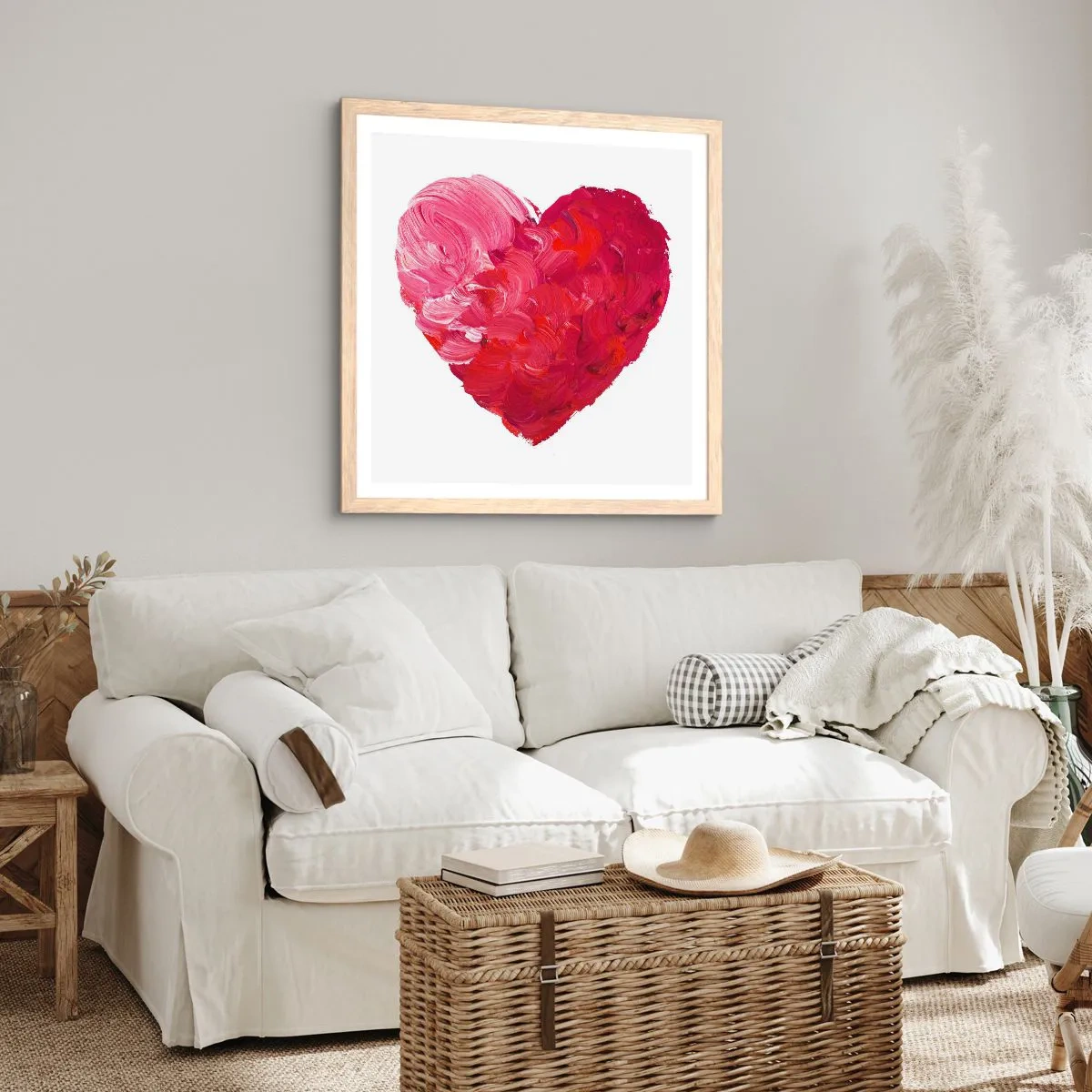 Poster in einem Rahmen aus heller Eiche - Alles was du brauchst ist Liebe - 40x40 cm