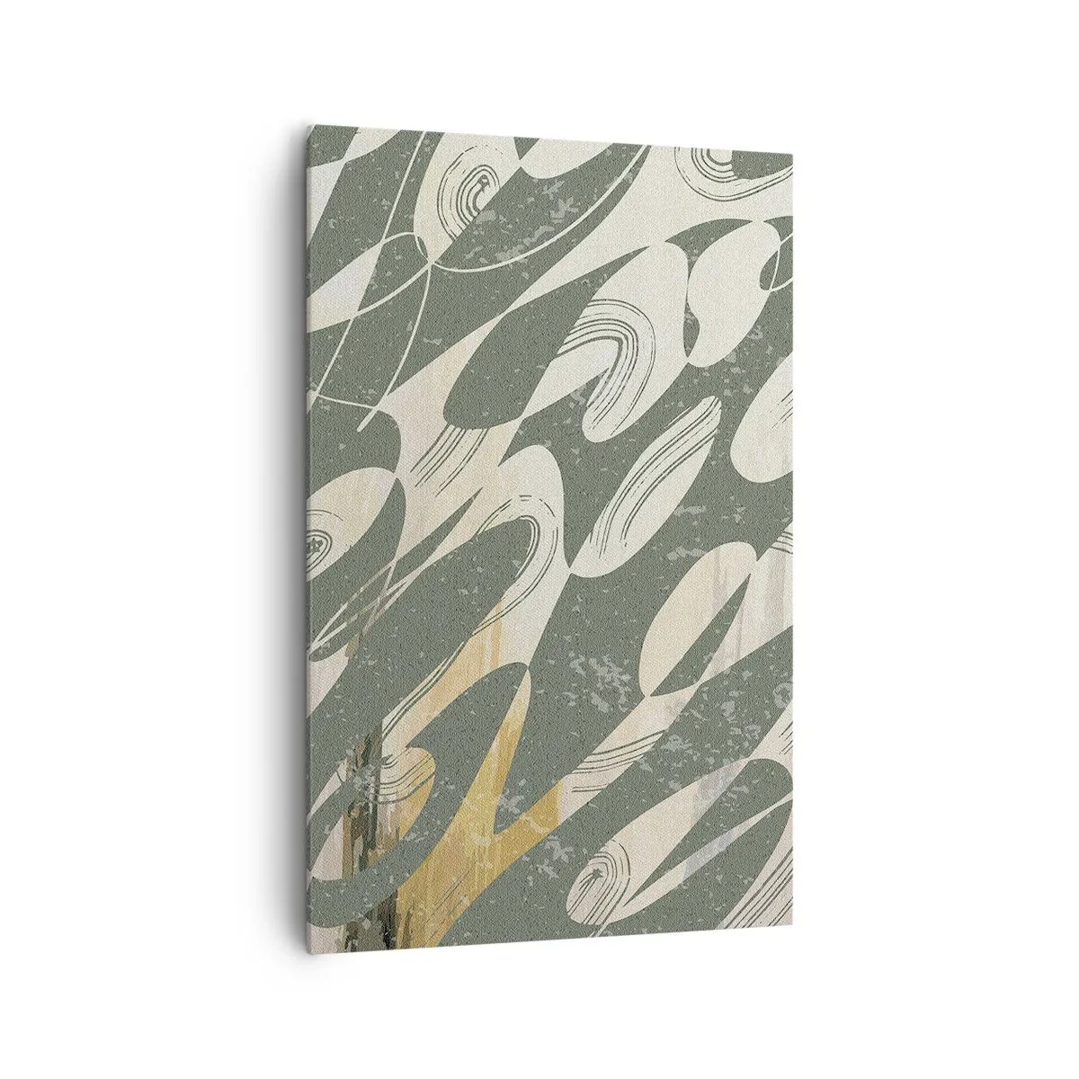 Bild auf Leinwand - Leinwandbild - Dynamische Formen in Grün- und Goldtönen - 80x120cm - Rhythmische Abstraktion - Moderne Wanddekoration für Wohnzimmer und Schlafzimmer ARTTOR