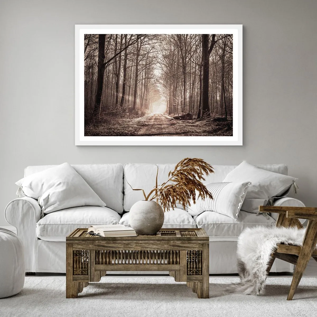 Poster in einem weißen Rahmen - Waldkathedrale - 30x30 cm