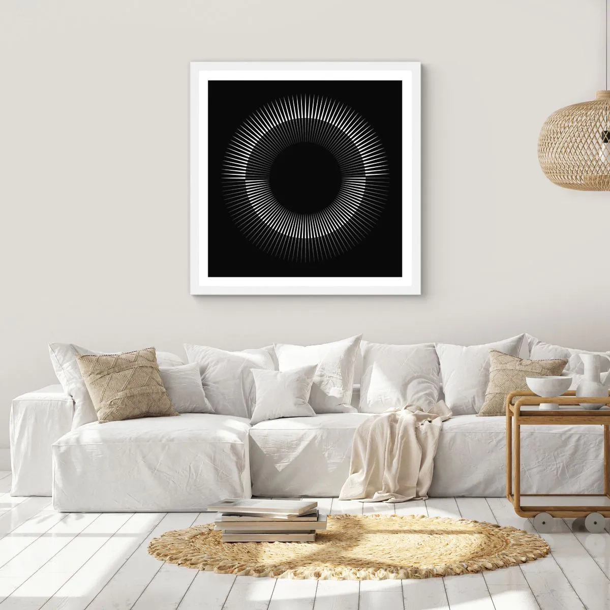 Poster in einem weißen Rahmen - Schwarze Sonne - 60x60 cm