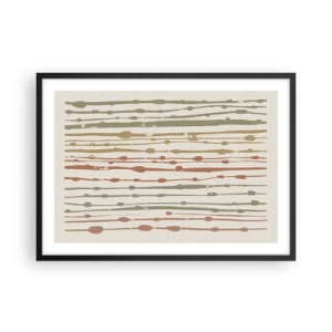 Poster in einem schwarzem Rahmen - Ein Linienmuster in warmen Farbtönen auf hellem Hintergrund - 70x50cm - Musikalische Notation von Farben - Moderne Wanddekoration für Wohnzimmer und Schlafzimmer ARTTOR