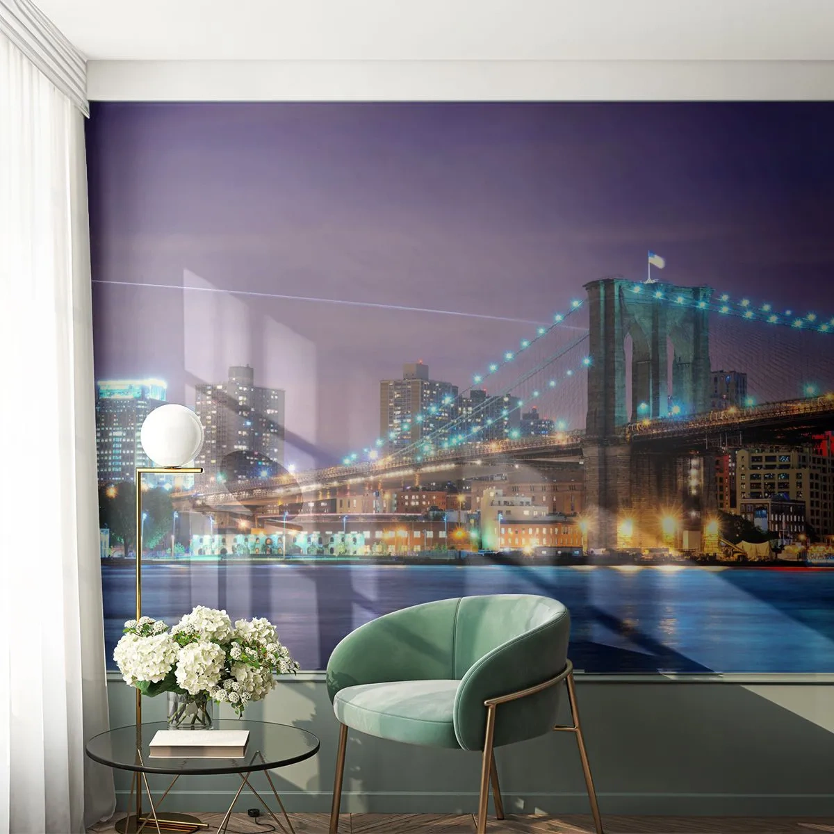 Fototapete Premium Sand - Seit vielen Jahren die Brooklyn Bridge - Stadt, New York, Brooklyn Brücke - 500x350 cm