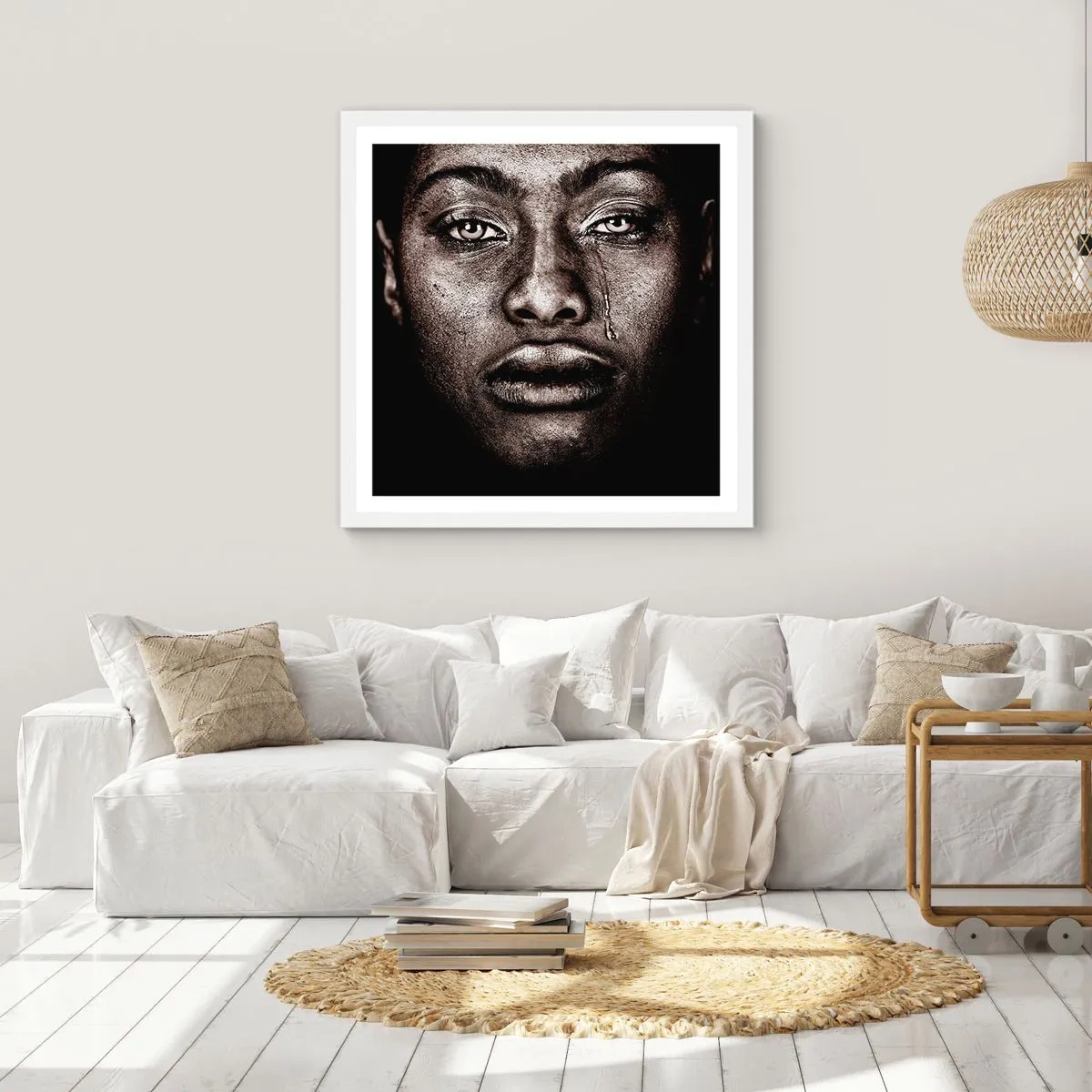 Poster in einem weißen Rahmen - Eine Träne - 50x50 cm