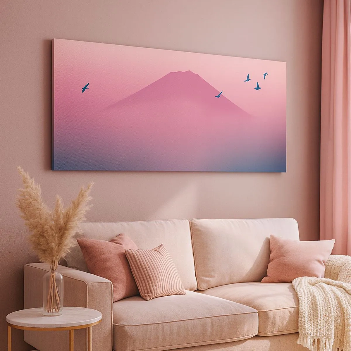 Bild auf Leinwand - Leinwandbild - Wanderer über den Wolken - 100x40 cm