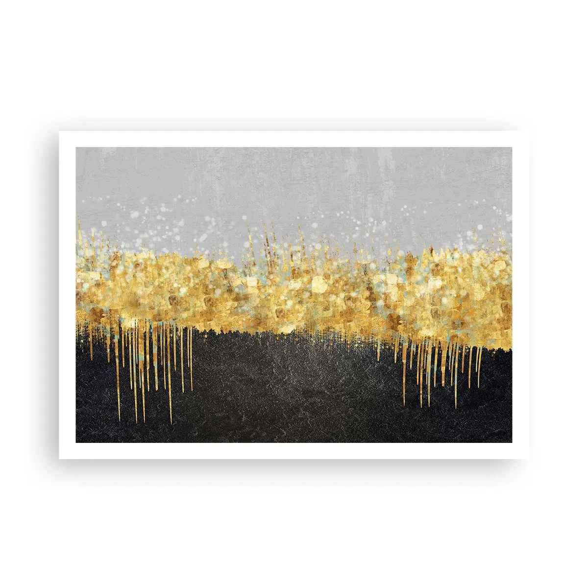 Poster - Abstrakte Komposition in Gold- und Schwarztönen - 100x70cm - Nach innen und nach oben - Moderne Wanddekoration für Wohnzimmer und Schlafzimmer ARTTOR