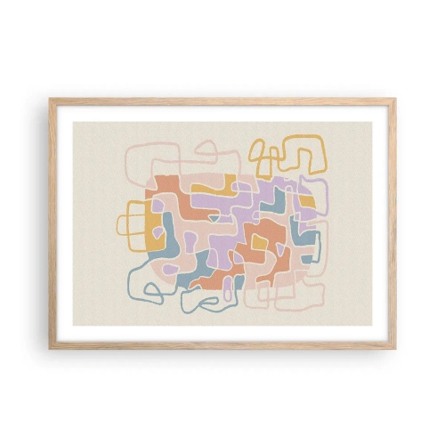 Poster in einem Rahmen aus heller Eiche - Labyrinth – ein freudiges Abenteuer - 70x50 cm