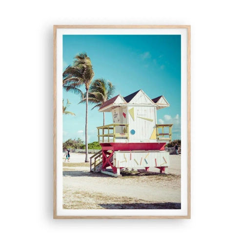 Poster in einem Rahmen aus heller Eiche - Dir steht ein schöner Tag bevor - 70x100 cm