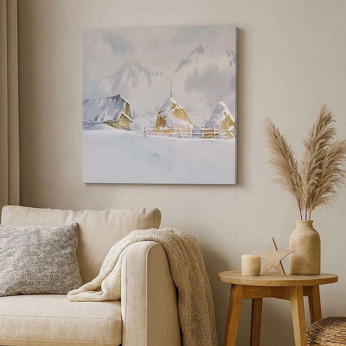 Bild auf Leinwand - Leinwandbild - In einem verschneiten Talkessel - 30x30 cm