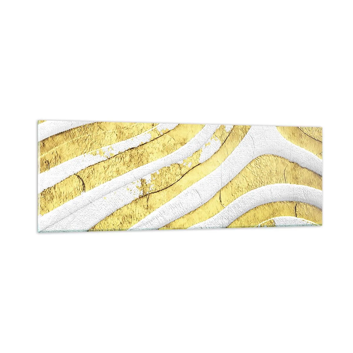 Glasbild - Bild auf glas - Komposition in Weiß und Gold - 90x30 cm