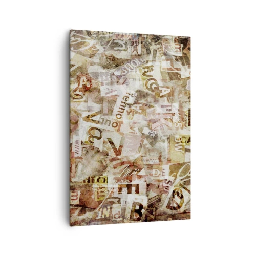 Bild auf Leinwand - Leinwandbild - Abstrakte Komposition mit Buchstaben und Textfragmenten - 70x100cm - Ich vereinige das Geschwätz - Moderne Wanddekoration für Wohnzimmer und Schlafzimmer ARTTOR