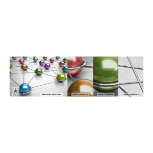 Fototapeten Muster Premium Sand - Kosmisches Spinnennetz - Abstraktion, Metallkugeln, 3D - 100x30 cm