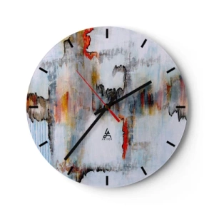 Wanduhr - Glasuhr - Eine abstrakte Komposition in leuchtenden Farben mit intensiven Akzenten. - 30x30cm - Ein Stock auf dem Wasser - Moderne Wanddekoration für Wohnzimmer, Küche und Schlafzimmer ARTTOR