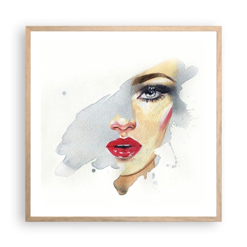 Poster in einem Rahmen aus heller Eiche - Abspiegeln in einem Wassertropfen - 60x60 cm