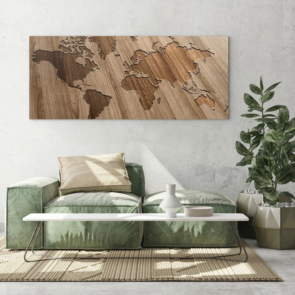 Glasbild - Bild auf glas - Die Welt liegt auf dem Tisch - 90x30 cm