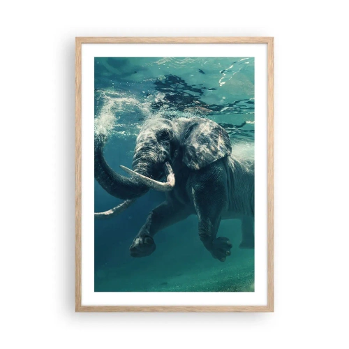 Poster in einem Rahmen aus heller Eiche - Jeder schwimmt gerne - 50x70 cm