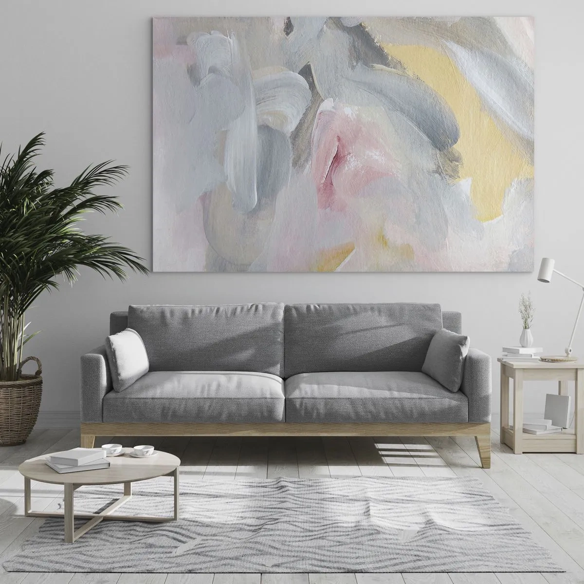 Glasbild - Bild auf glas - Abstrakte Komposition in Pastellfarben - 100x70cm - In einer Pastellwelt - Moderne Wanddekoration für Wohnzimmer und Schlafzimmer ARTTOR