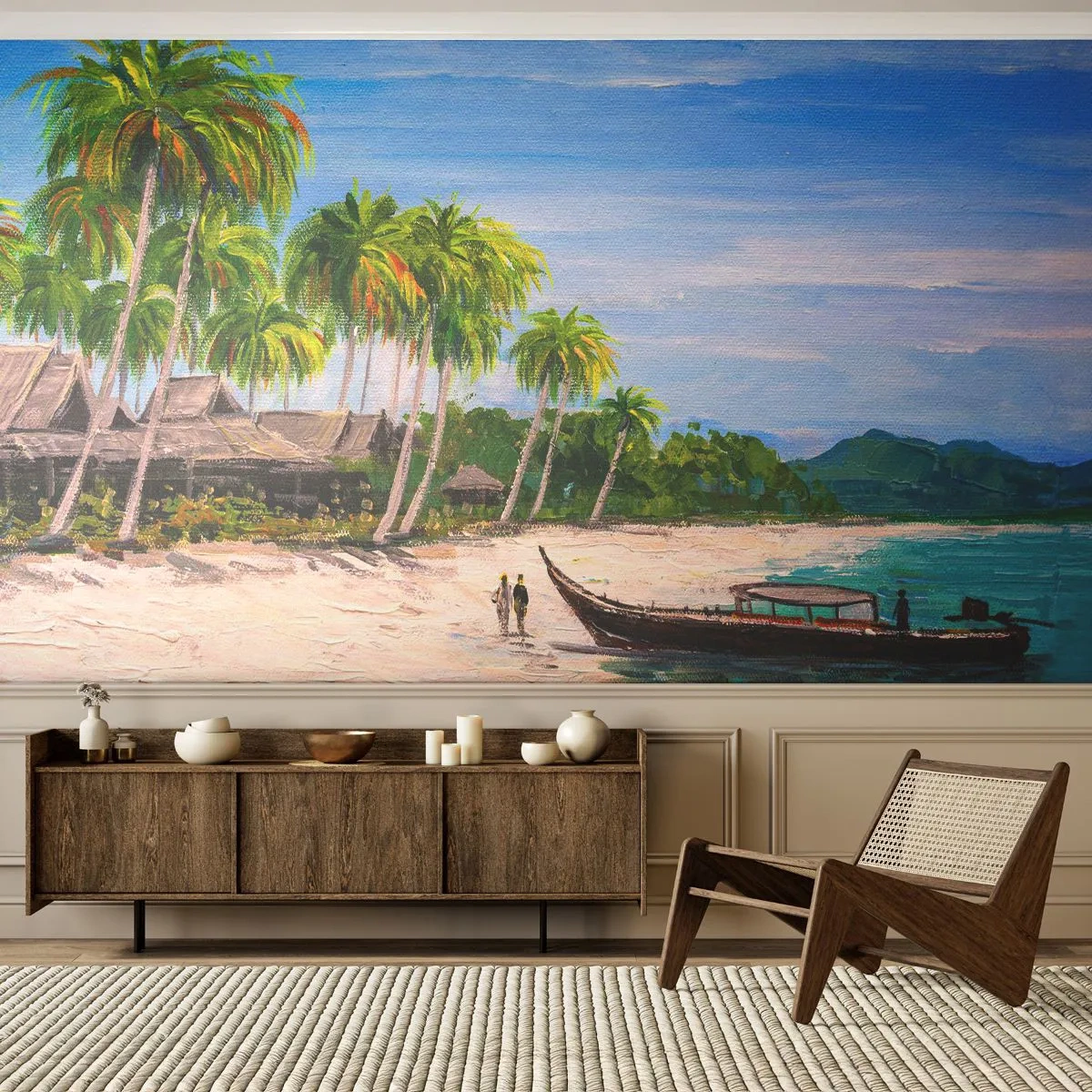 Selbstklebende Fototapete Deluxe Sticker - Exotischer Traum - Strand, Exotik, Palmen - 400x280 cm