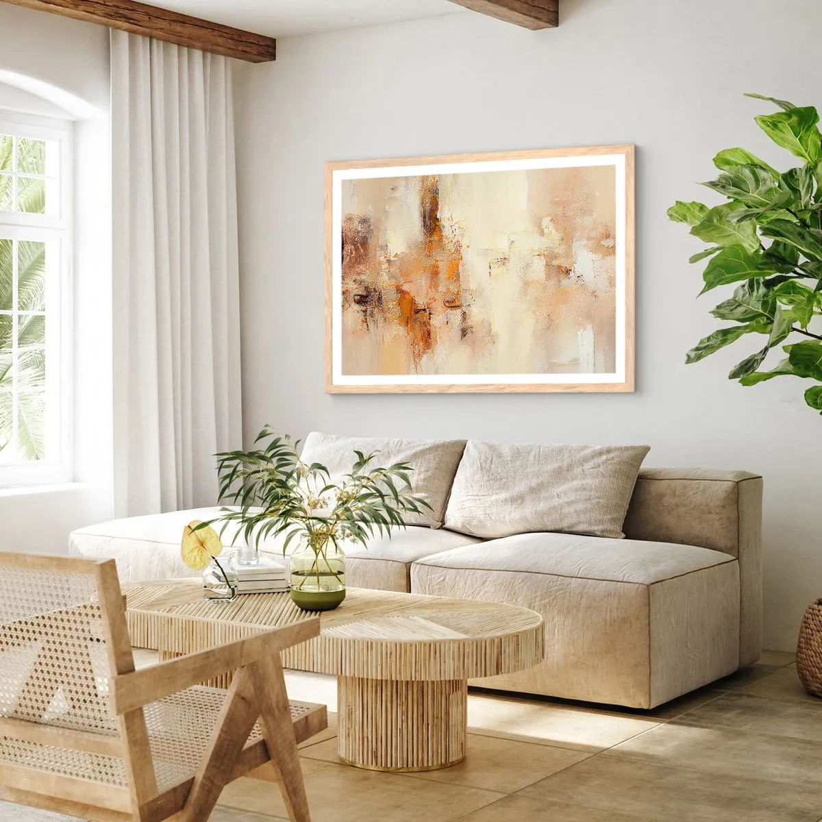 Poster in einem Rahmen aus heller Eiche - Seele aus Bernstein - 100x70 cm