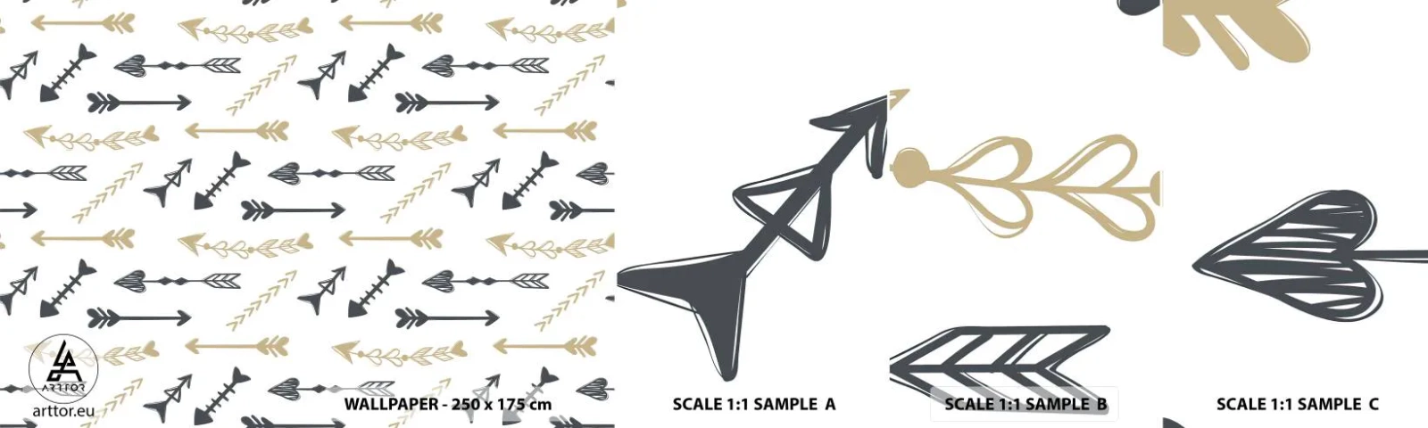 Fototapeten Muster Selbstklebend Deluxe Sticker - Der Traum des Bogenschützen - Abstraktion, Pfeil, Boho - 100x30 cm