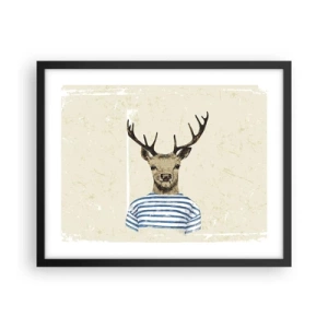 Poster in einem schwarzem Rahmen - Weil ich gestreifte T-Shirts mag! - 50x40 cm