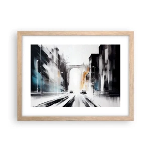 Poster in einem Rahmen aus heller Eiche - Stadtstudie: Architektur und Bewegung - 40x30 cm