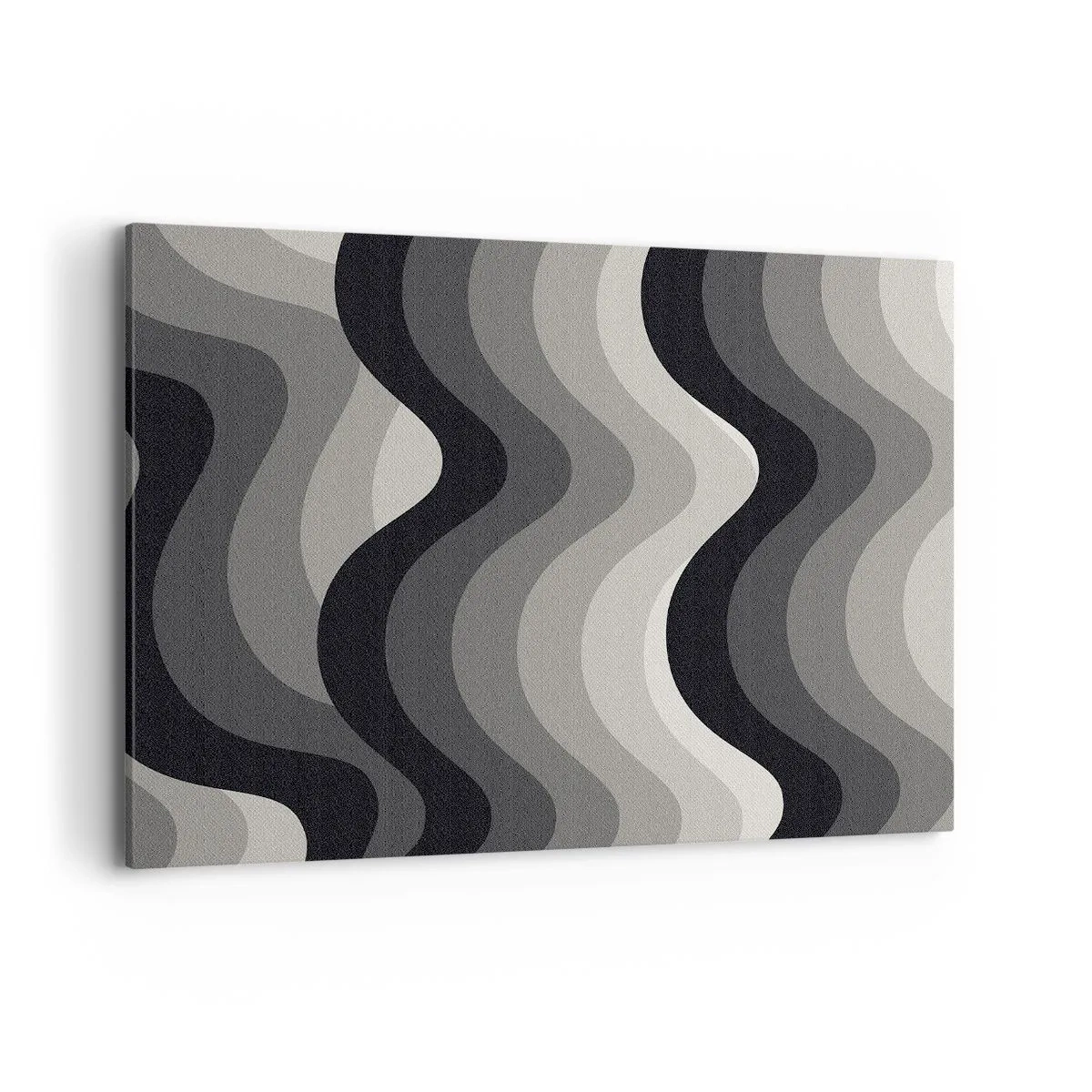 Bild auf Leinwand - Leinwandbild - Schwarz-weiße Wellenmuster in Grautönen - 120x80cm - Eine Welle nach der anderen - Moderne Wanddekoration für Wohnzimmer und Schlafzimmer ARTTOR