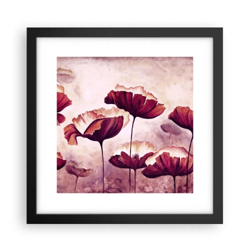 Poster in einem schwarzem Rahmen - Rotes und weißes Blütenblatt - 30x30 cm