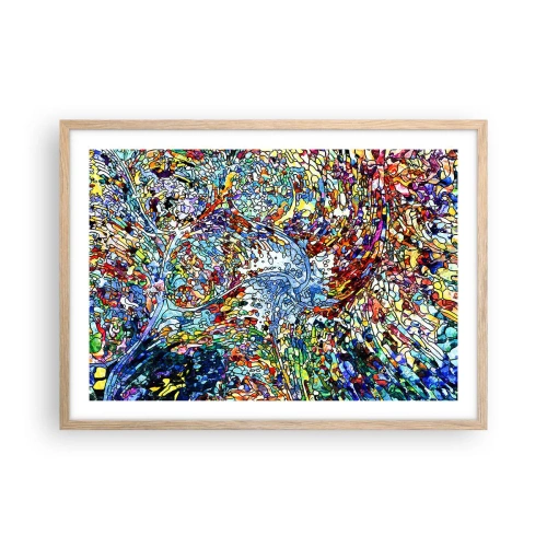 Poster in einem Rahmen aus heller Eiche - Glasmalerei Wassertropfen - 70x50 cm