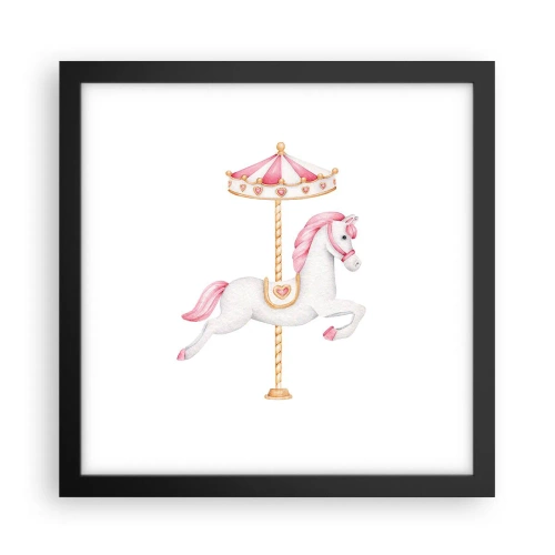 Poster in einem schwarzem Rahmen - Er legte los - 30x30 cm