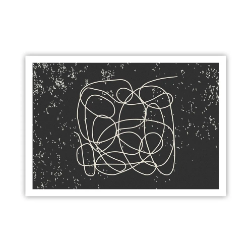 Poster - Abstrakte Linie auf schwarzem Hintergrund mit feinen Details - 100x70cm - Wandernde, umherschweifende Gedanken - Moderne Wanddekoration für Wohnzimmer und Schlafzimmer ARTTOR