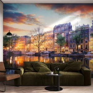 Selbstklebende Fototapete Deluxe Sticker - Zurückhaltende und gelassene niederländische Schönheit - Stadt, Die Architektur, Amsterdam - 450x315 cm