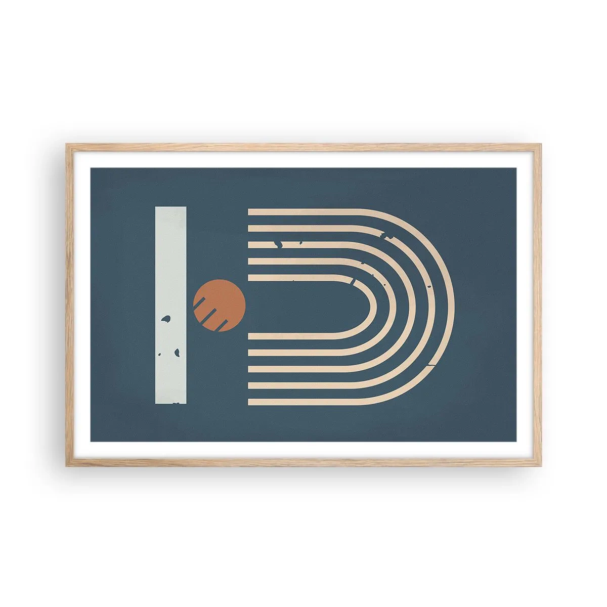 Poster in einem Rahmen aus heller Eiche - Geometrie auf dem Granatapfel - 91x61 cm