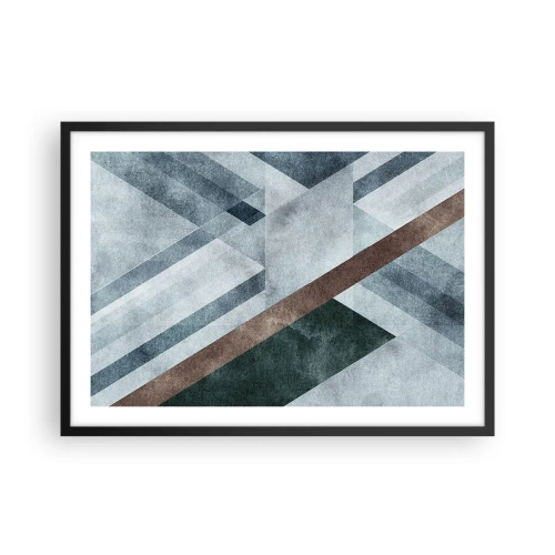 Poster in einem schwarzem Rahmen - Geometrische Formen in kühlen Blau- und Brauntönen - 70x50cm - Anspruchsvolle Eleganz der Geometrie - Moderne Wanddekoration für Wohnzimmer und Schlafzimmer ARTTOR