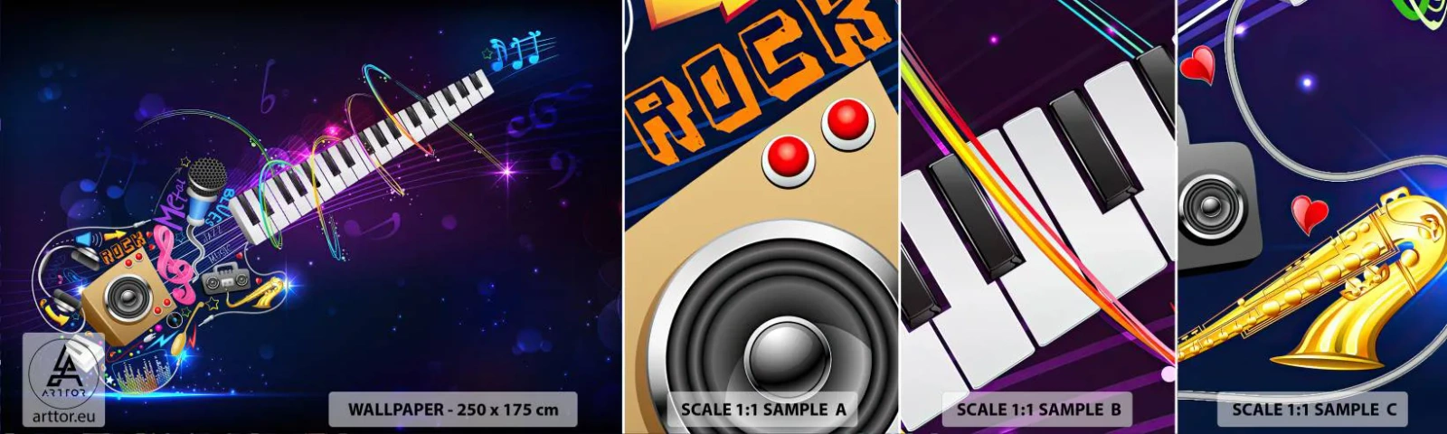 Fototapeten Muster Selbstklebend Deluxe Sticker - Und alles ist gut - Abstraktion, Ein Musikinstrument, Musik - 100x30 cm