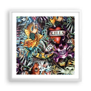 Poster in einem weißen Rahmen - Der Traum des Tätowierers - 50x50 cm