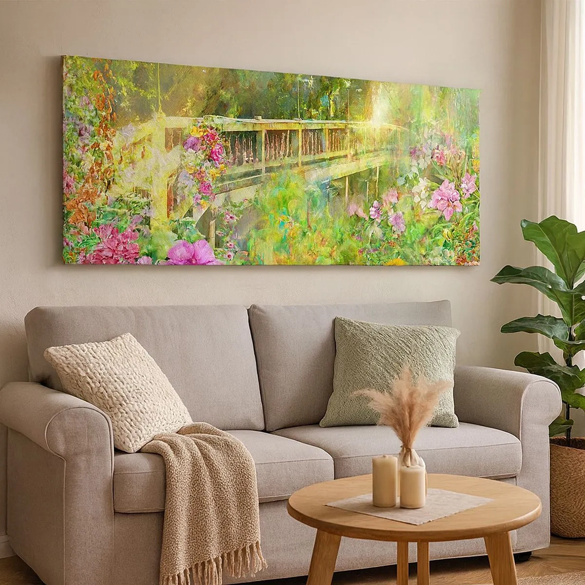 Bild auf Leinwand - Leinwandbild - Eine Brücke aus Frühlingsseufzern - 100x40 cm