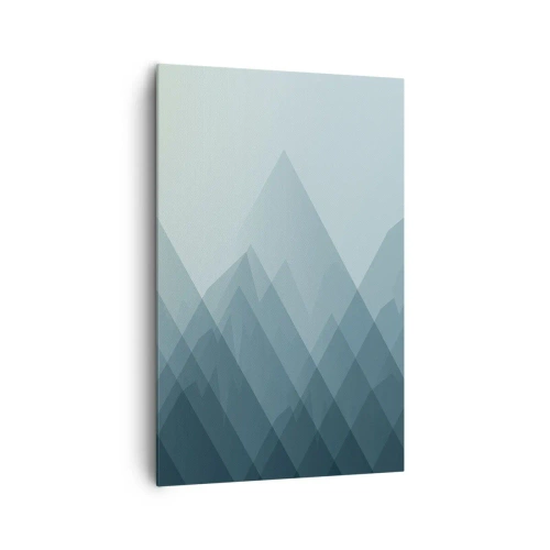Bild auf Leinwand - Leinwandbild - Minimalistische Berggrafiken in Blautönen - 80x120cm - Groß größer am größten - Moderne Wanddekoration für Wohnzimmer und Schlafzimmer ARTTOR