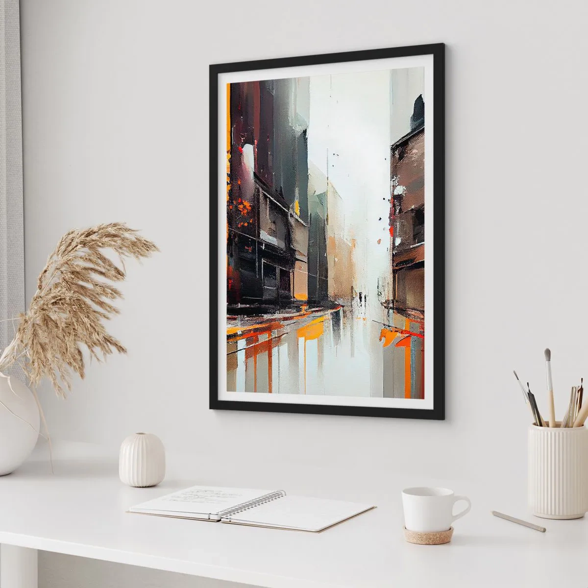 Poster in einem schwarzem Rahmen - Regnerischer Tag - 40x50 cm