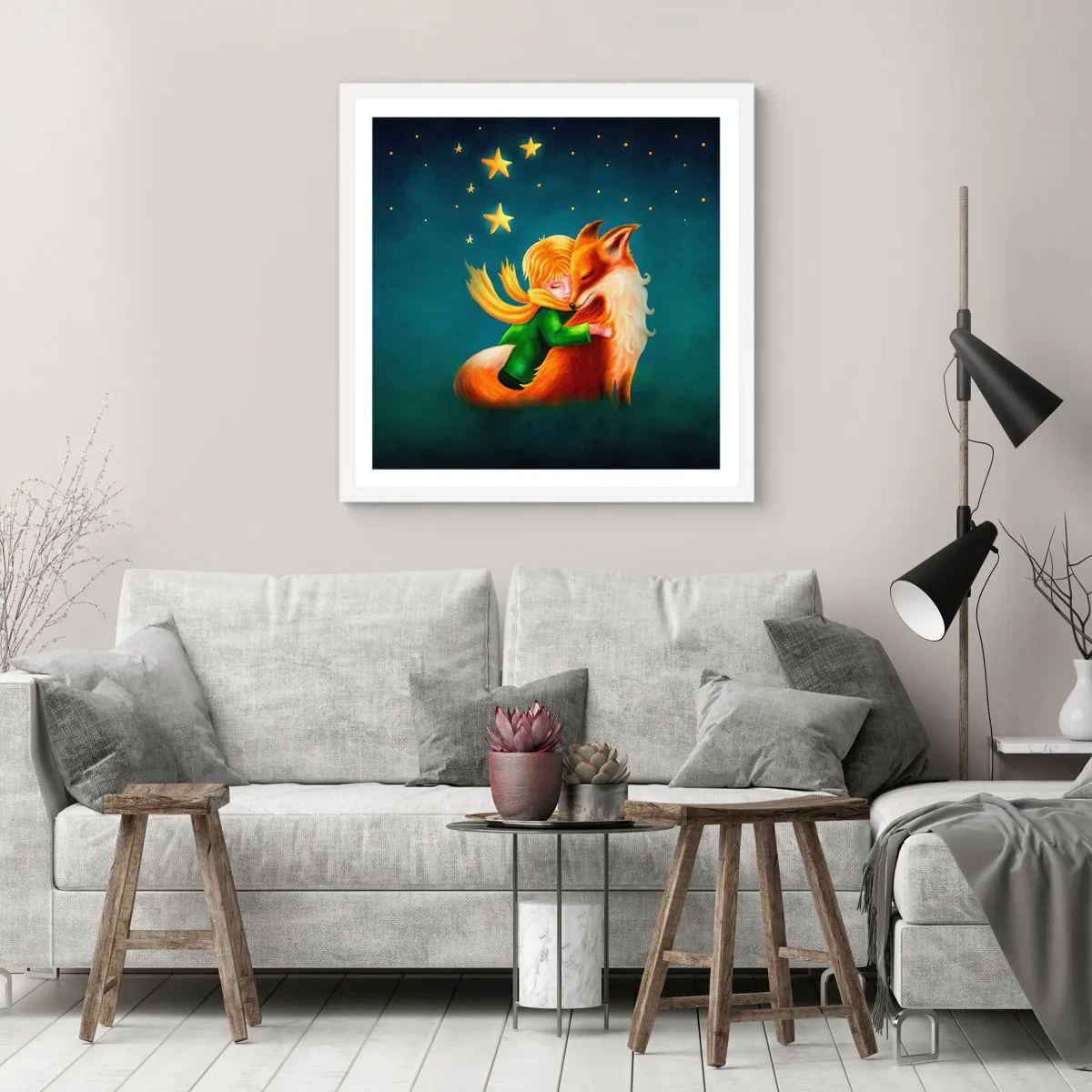 Poster in einem weißen Rahmen - Kleiner Prinz - 40x40 cm