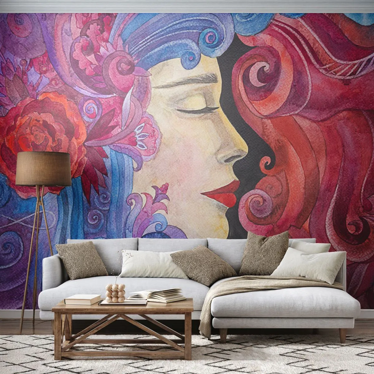 Fototapete Standard Eco - Der Jugendstil lebt noch - Frau, Blumen, Göttin - 200x140 cm