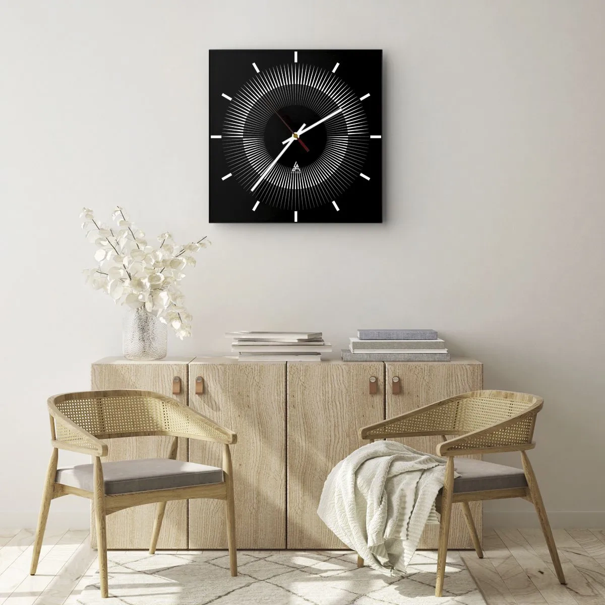 Wanduhr - Glasuhr - Schwarze Sonne - 40x40 cm