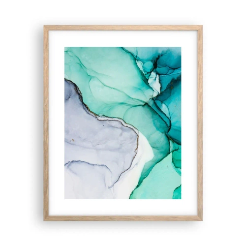 Poster in einem Rahmen aus heller Eiche - Eine Studie in Türkis - 40x50 cm