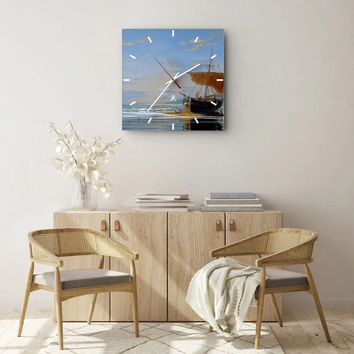 Wanduhr - Glasuhr - Wasser, Land, Luft - 40x40 cm