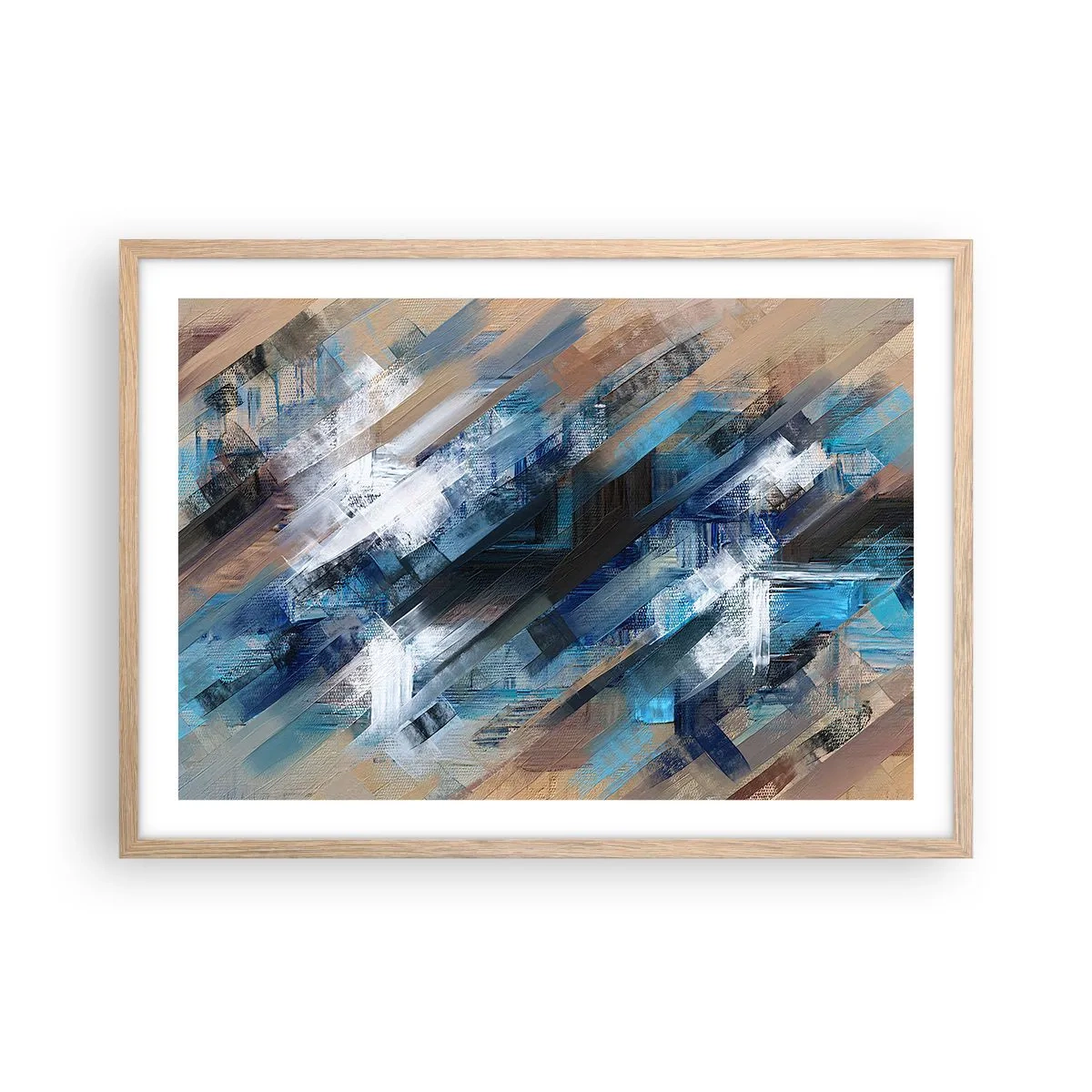 Poster in einem Rahmen aus heller Eiche - Auf einer blauen Diagonale - 70x50 cm