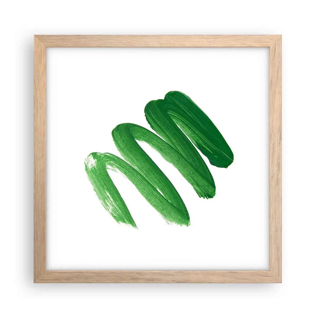 Poster in einem Rahmen aus heller Eiche - Grüner Witz - 30x30 cm