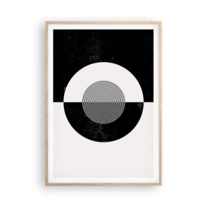 Poster in einem Rahmen aus heller Eiche - Harmonie in Schwarz und Weiß - 70x100 cm
