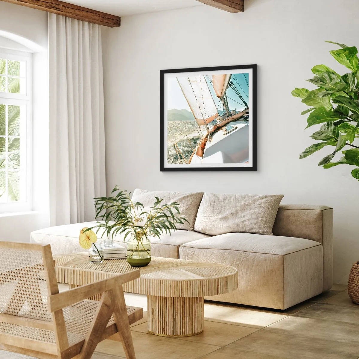 Poster in einem schwarzem Rahmen - Unter vollen Segeln - 30x30 cm